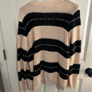 Striped Light Pink and Black Women's Sweater